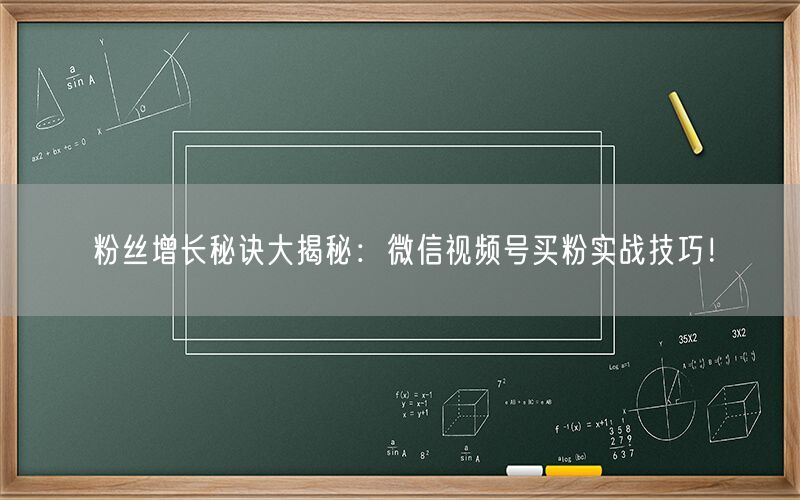 粉丝增长秘诀大揭秘：微信视频号买粉实战技巧！